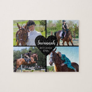 Puzzle Horse Custom 4 Photos Collage noir