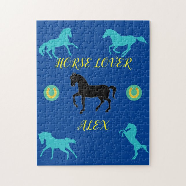Puzzle Horse Lover avec nom personnalisé. (Vertical)