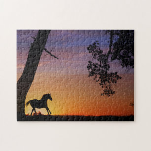 Puzzle Horse Oak Tree ad Southwestern Sunset