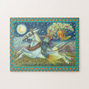 PUZZLE HORSEMAN SCARECROW SANS TÊTE SUR MULE BLANCHE PUZZ