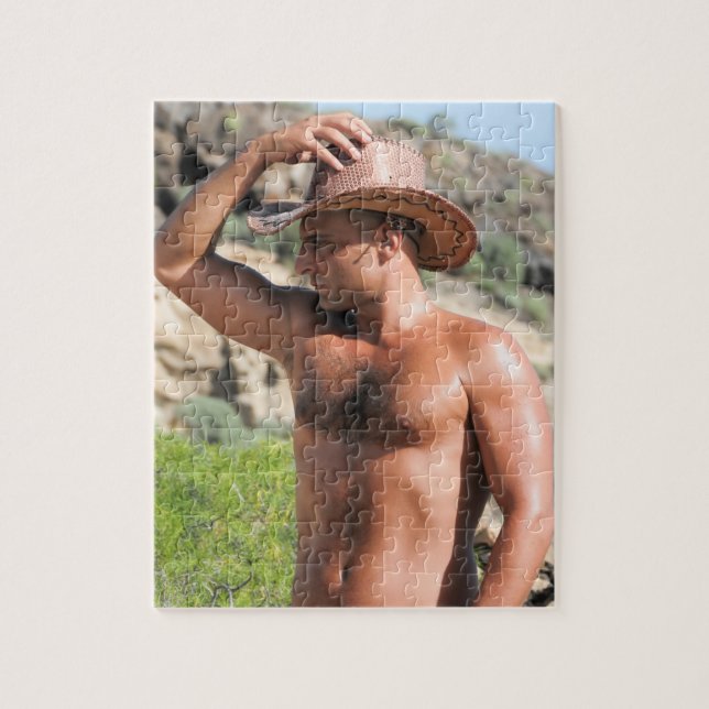 Puzzle Hot Guy Sexy Shirless Muscle Man Cowboy Casquette (Vertical)