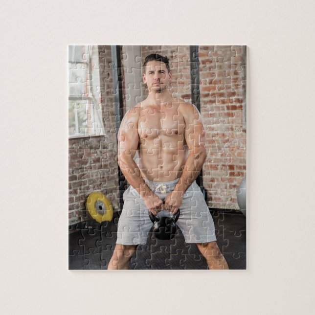 Puzzle Hot Guy Sexy Shirless Muscle Man Works Out Hunk (Vertical)