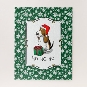 Puzzle Hound de Noël Père Noël Basset (trois couleurs 1) 