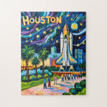 Houston Skyline Space Center Rocket Van Gogh Kids