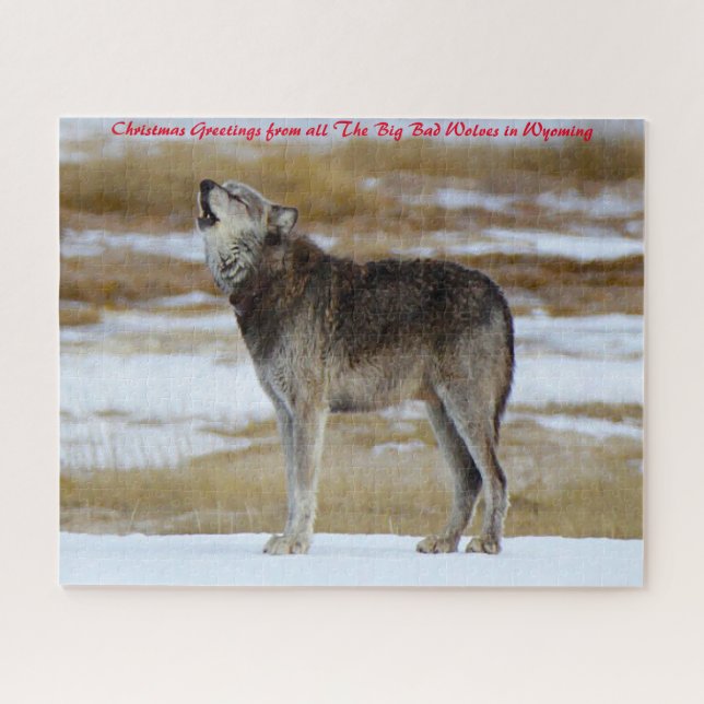 Puzzle Howling Wolves.voeux de Noël (Horizontal)