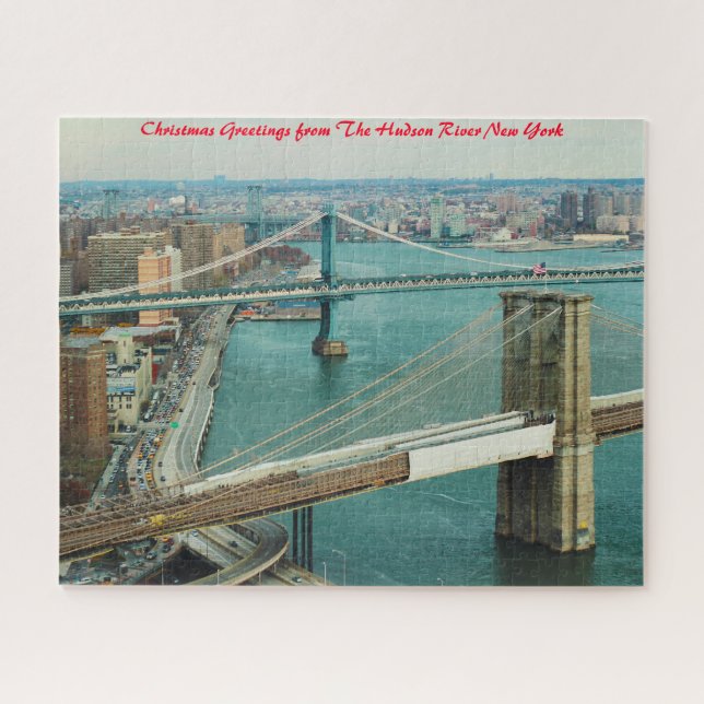 Puzzle Hudson River New York. voeux de Noël (Horizontal)