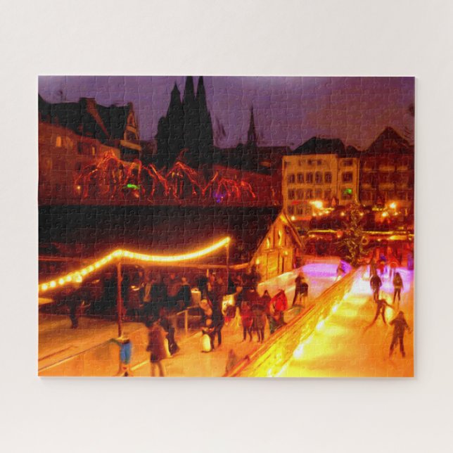 Puzzle Huile - Patinage sur glace au marché de Noël de Co (Horizontal)