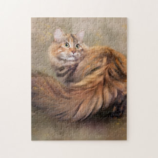 Puzzle Huile sibérienne d'art de portrait de chat