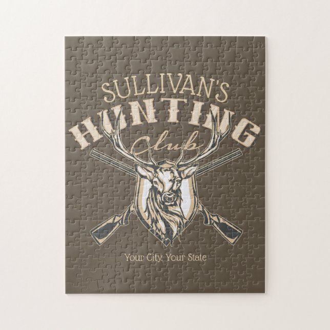 Puzzle Hunter NAME personnalisé Deer Rifle Hunter Club de (Vertical)