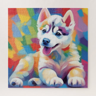 Puzzle Husky au pays des couleurs