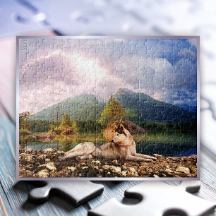 Puzzle Husky sibérien à Lake Shore dans la journée d'auto