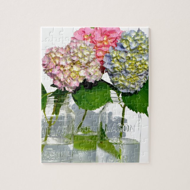 Puzzle Hydrangeas et jarre de Mason (Vertical)