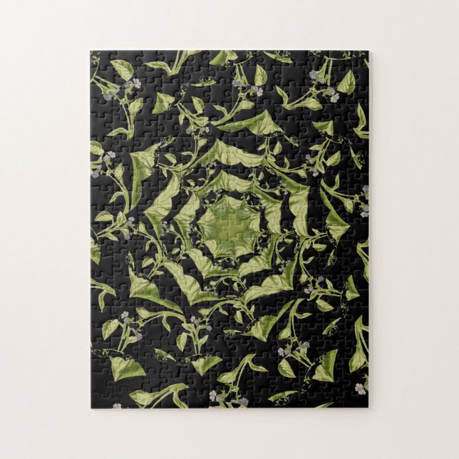 Puzzle Hypnose de nature verte et noire fractale (Vertical)
