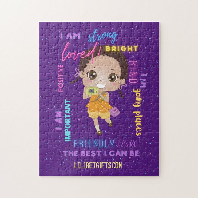Puzzle I AM - Positive Black Brown Girl Affirmations (Vertical)