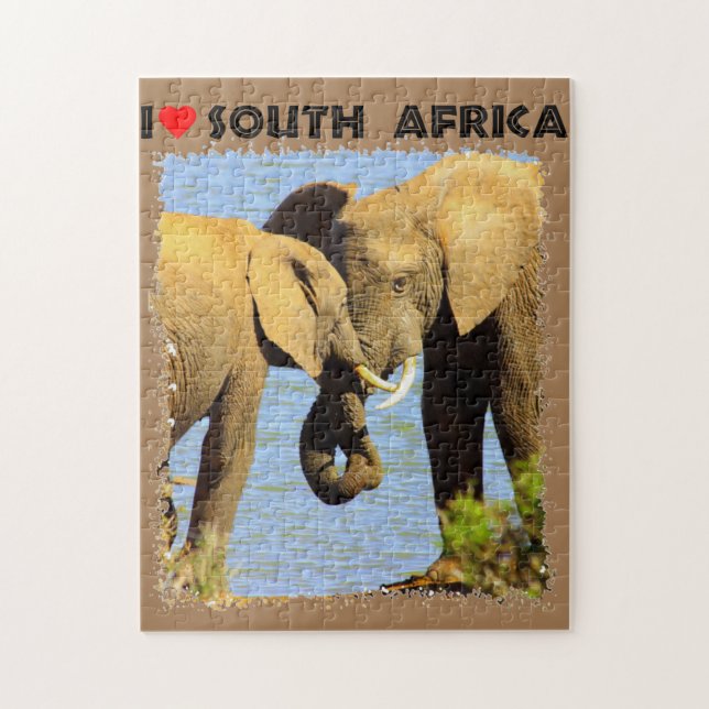 Puzzle I Heart Afrique du Sud éléphants amoureux (Vertical)