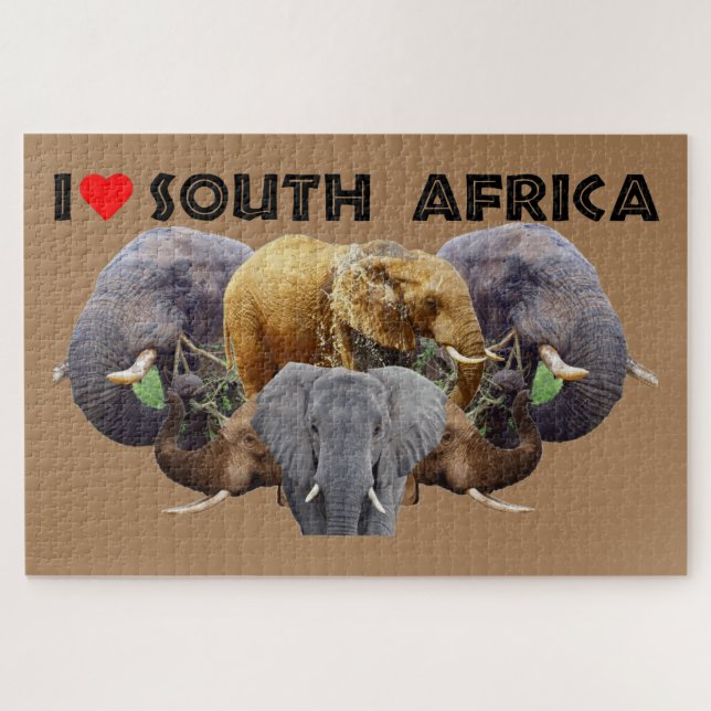 Puzzle I Heart Afrique du Sud Emblème des éléphants (Horizontal)