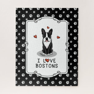 Puzzle I Love Bostons - Boston Terriers (noir & blanc)
