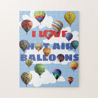 Puzzle I Love Hot Air Ballons Nuages Ciel multicolores