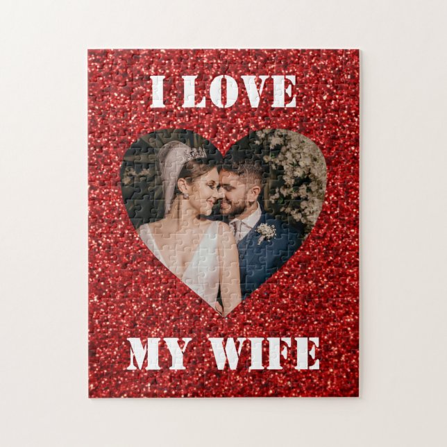 Puzzle I Love My Wife Heart Photo Parties scintillant Coe (Vertical)