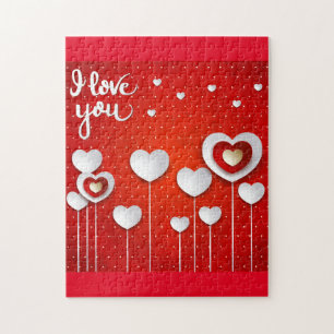 Puzzle I love you in Red