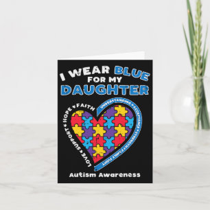 Puzzle I Wear Blue Daughter Autism Awareness Famil Card
