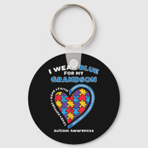 Puzzle I Wear Blue Grandson Autism Awareness Grand Keychain