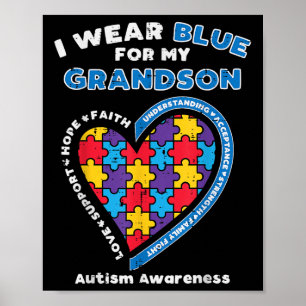 Puzzle I Wear Blue Grandson Autism Awareness Grand Poster