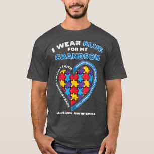 Puzzle I Wear Blue Grandson Autism Awareness Grand T-Shirt