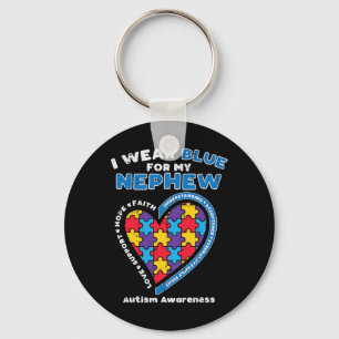 Puzzle I Wear Blue Nephew Autism Awareness Family Keychain
