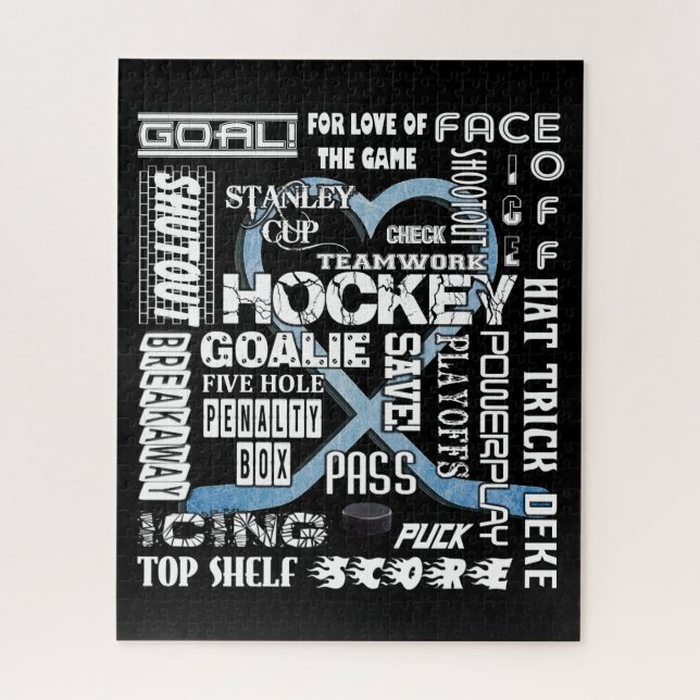 Puzzle Ice Blue Heart Hockey Mots White Logo (Vertical)