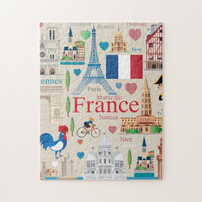 Puzzle Icônes mignonnes de la France (Vertical)