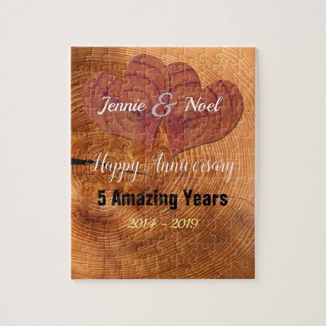 Puzzle Idée-cadeau du 5e anniversaire du bois Mariage (Vertical)