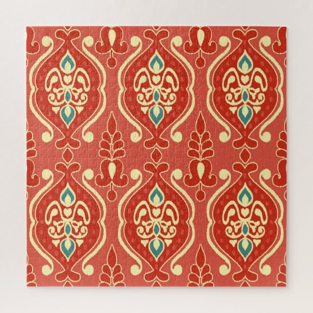 Puzzle Ikat artisanal : Tissu Boho Ethnique (Vertical)