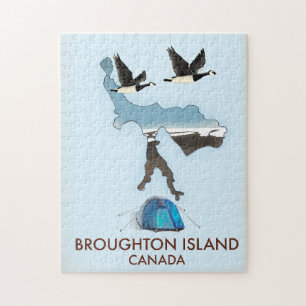 Puzzle Île de Broughton Canada Carte de voyage