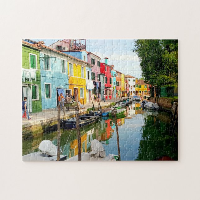 Puzzle Île de Burano près de Venise, Maisons Arc en Ciel  (Horizontal)