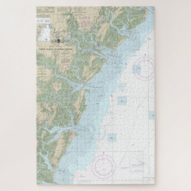 Puzzle Ile de Tybee à Doboy Sound Graphique nautique 1150 (Vertical)