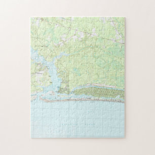 Puzzle Île la Caroline du Nord Map (1990) de chêne