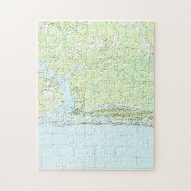 Puzzle Île la Caroline du Nord Map (1990) de chêne (Vertical)
