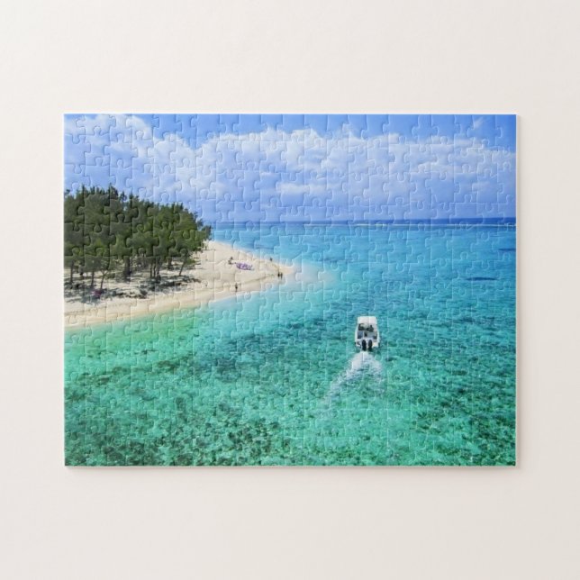 Puzzle Île Maurice Plage Océan Indien Bateau Turquoise (Horizontal)