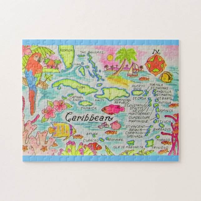 Puzzle Îles illustrées de couleurs (Horizontal)