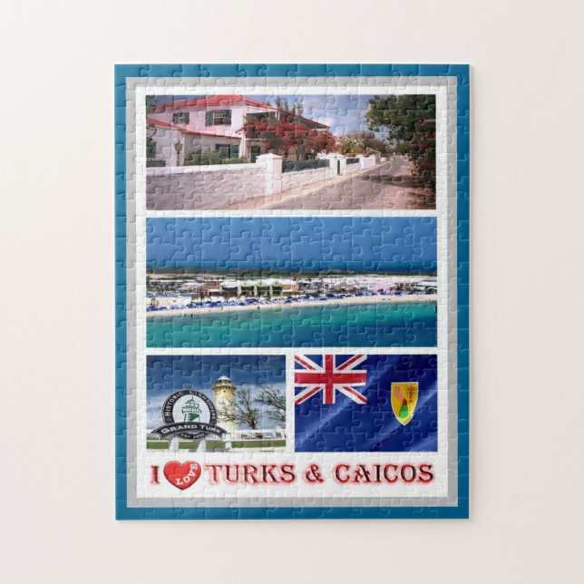 Puzzle Îles Turques et Caïques - I Love - (Vertical)