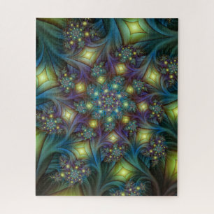 Puzzle Illuminé Abstrait brillant Turquoise violet Fracta