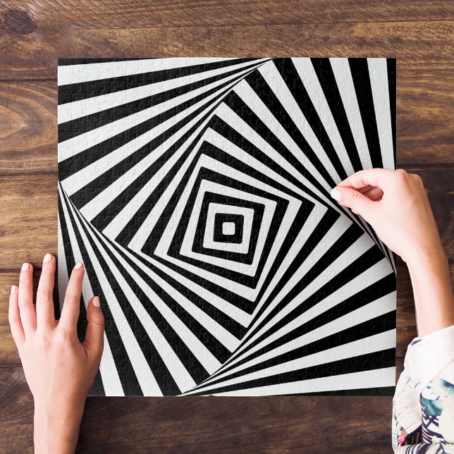 Puzzle Illusion géométrique noire et blanche Holographiqu (Créateur téléchargé)