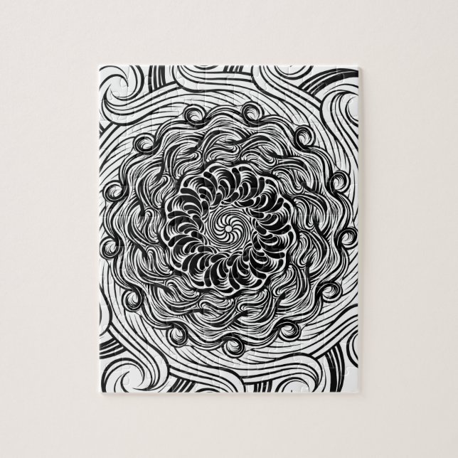 Puzzle Illusion optique de griffonnage fleuri de zen (Vertical)