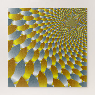 Puzzle Illusion optique métal argenté en or 3-D