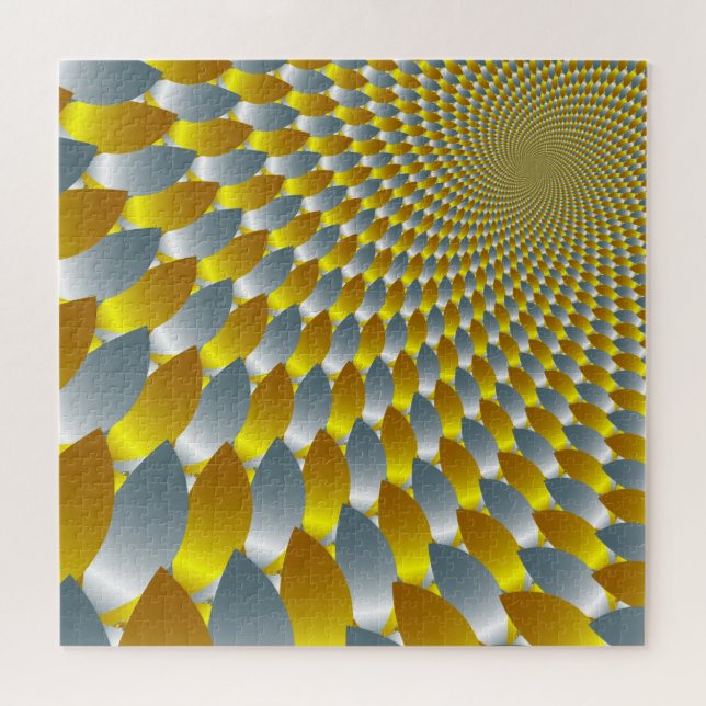 Puzzle Illusion optique métal argenté en or 3-D (Horizontal)