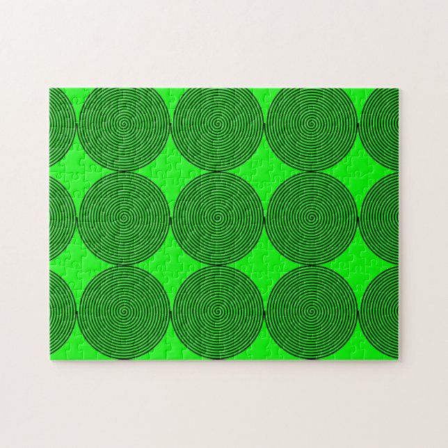 Puzzle Illusion optique Motifs spiraux Neon Vert noir (Horizontal)