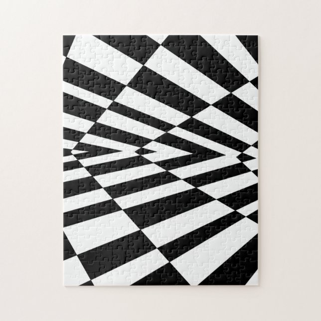 Puzzle Illusion optique triangulaire noire et blanche (Vertical)