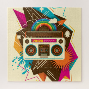 Puzzle Illustration Abstraite de la radio Vintage colorée