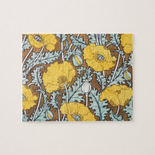 Puzzle Illustration Art Nouveau Poppy Fleur Jaune
